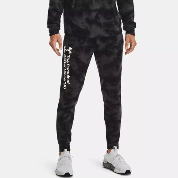 UA Rival French Terry Joggers in Black / Jet Gray / Onyx White - Picture 1 of 6